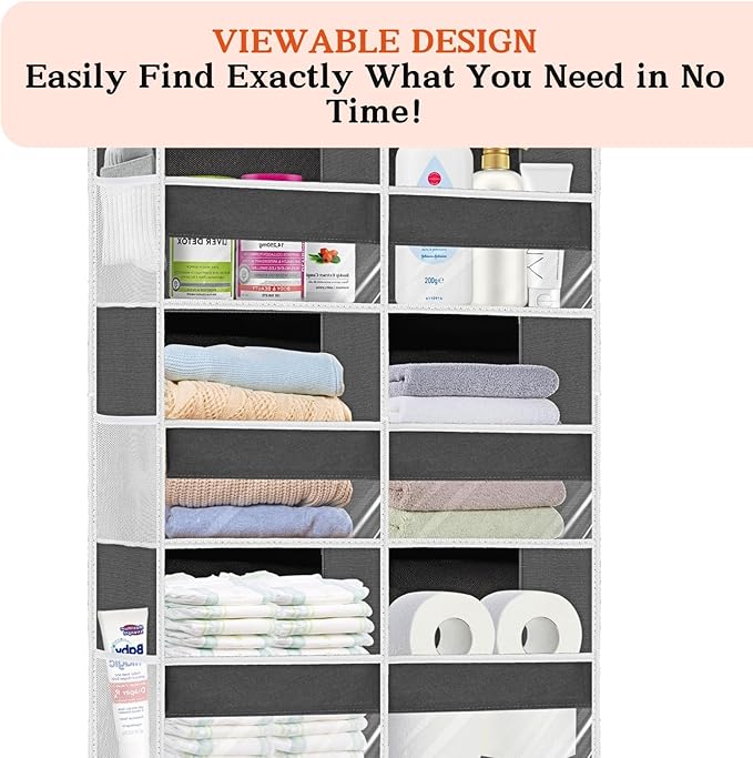 2 Pack Over The Door Organizer 6 Tiers, Extra Large Behind Door Storage of 12 - Image 4