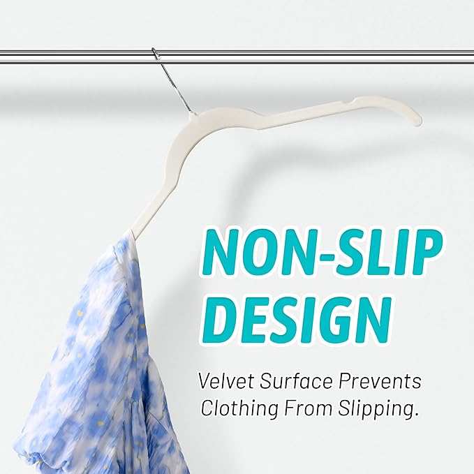 Premium Velvet Shirt Hangers 30 Pack, Non-Slip 360° Swivel Hook Slim Flocked - Image 4