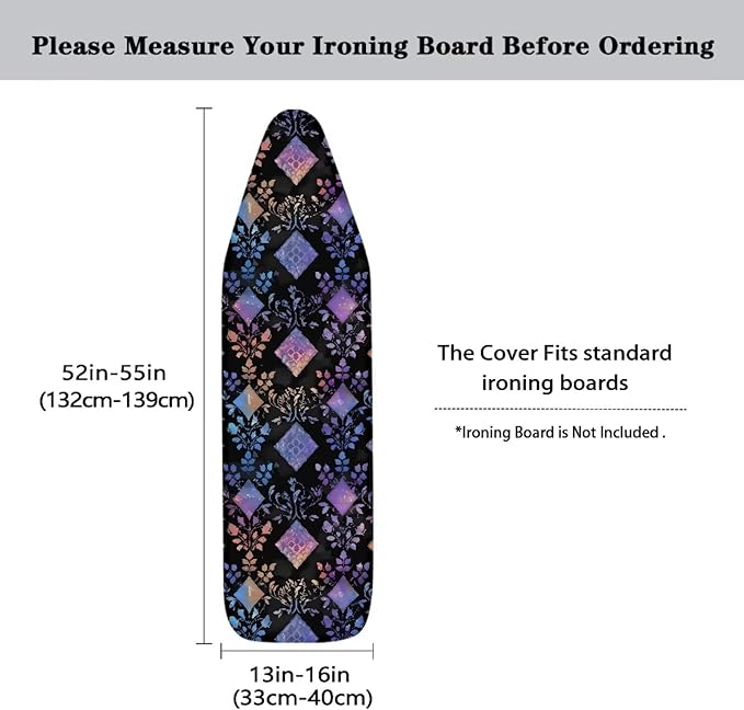 Ikat Rhombus Ironing Board Cover 54x15 inches, Gradient Leaf Geometric Graphic - Image 5