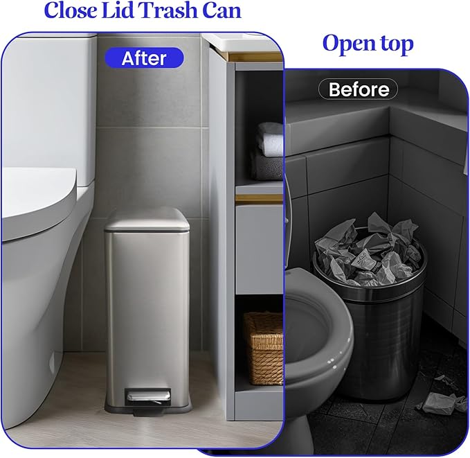 Bathroom Trash Can with Lid，5 Liter / 1.3 Gallon Small Trash Can with Removable - Image 2
