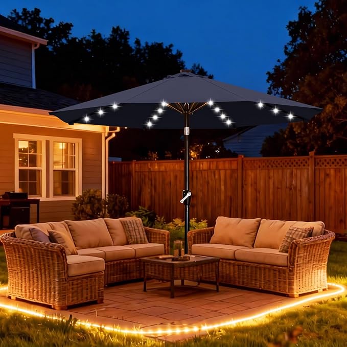 ABCCANOPY Durable Solar Led Patio Umbrellas with 32LED Lights 11FT (Deep Blue) - Image 2