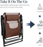 Best Choice Products Oversized Padded Zero Gravity Chair, Folding Outdoor Patio Recliner, XL Anti Gravity Lounger for Backyard w/Headrest, Cup Holder, Side Tray, Polyester Mesh - Brown/Oyster - Image 5
