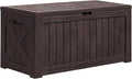 Greesum 120 Gallon Deck Box, Resin Outdoor Storage Container for Patio Furniture, Garden Tools, Pool Accessories, Weatherproof, Lockable, Brown by BuynowfromGreesum