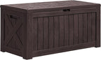 Greesum 120 Gallon Deck Box, Resin Outdoor Storage Container for Patio Furniture, Garden Tools, Pool Accessories, Weatherproof, Lockable, Brown by BuynowfromGreesum