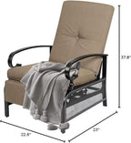 Oakcloud Adjustable Outdoor Lounge Chair Metal Patio Relaxing Recliner Chair with Removable Cushions(Brown) - Image 9