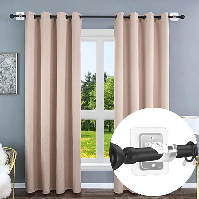 Codoule Self Adhesive No Drill Adjustable Curtain Rod Holder Hooks Brackets - Image 2