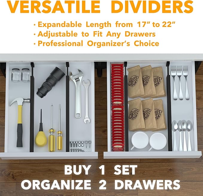 SpaceAid 4 Pack Bamboo Drawer Dividers - Image 5