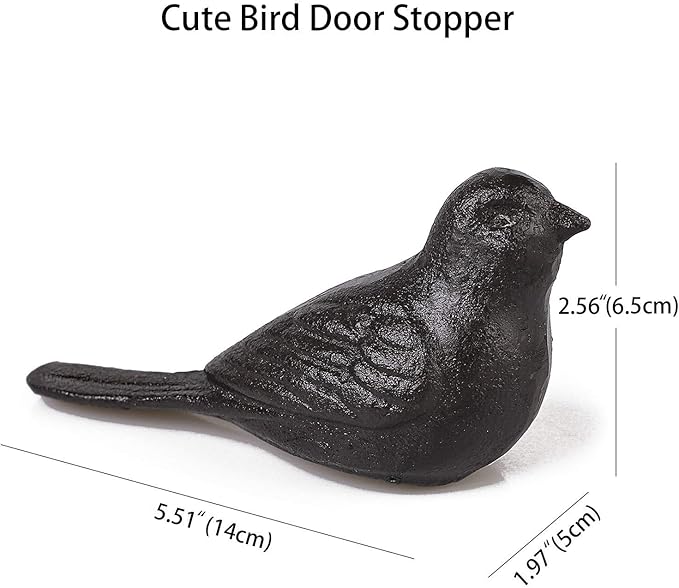 Door Stopper for Floor Decorative Cute Bird Heavy Duty Cast Iron Door Stop - Image 3