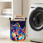 Neon Wolf with Vibrant Color Laundry Basket with Handles, 19.7"x15.7" Clothes - Image 2
