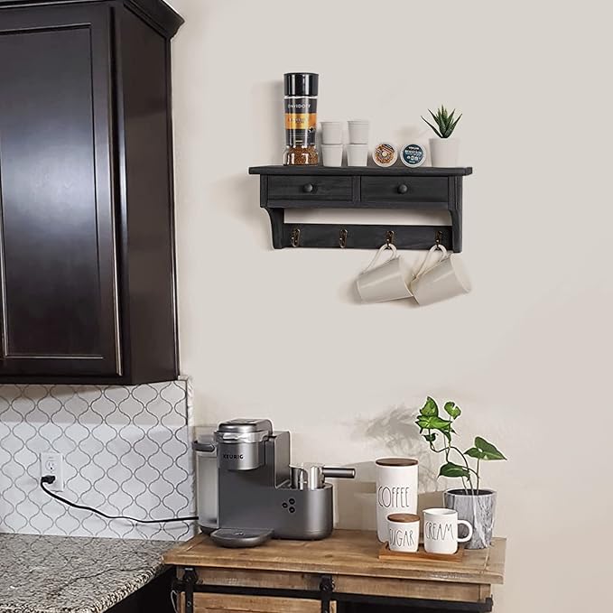 Emfogo Wood Coat Hooks Wall Mounted, Rustic Style - Image 7