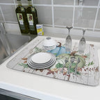 Fall Blue Pumpkin Dish Drying Mat 18x24 inch Autumn Harvest Dish Rack Mats - Image 6
