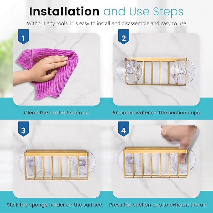 Gold Sponge Holder for Kitchen Sink, Kitchen Sink Sponge Holder, Sink Organizer - Image 5