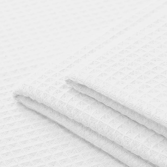 Encasa XO Kitchen Dish Towels Set | White | Waffle Weave and Flat Hand Tea - Image 8