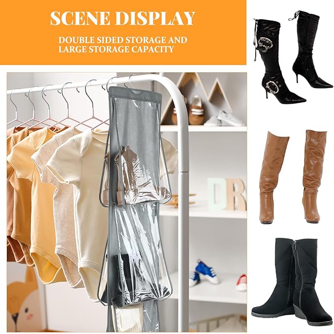 Windyun Sets 16 Large Clear Pockets Fabric Dual Sided Hanging Shoe Rack - Image 4