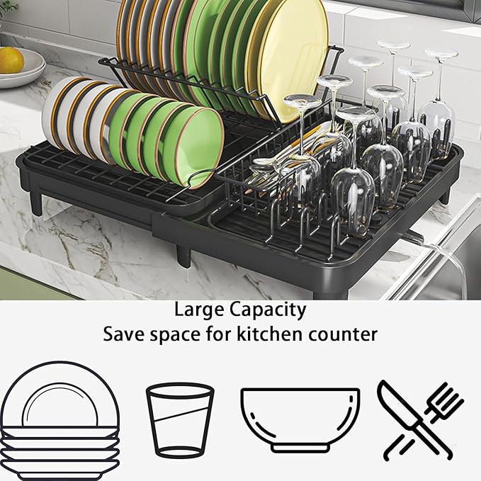 LEMIKKLE Dish Drying Rack, Large-Capacity Dish Drainer - Image 4