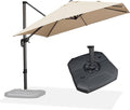 PURPLE LEAF 9 Feet Patio Umbrella with Base Outdoor Cantilever Square Umbrella Aluminum Offset Umbrella with 360-degree Rotation for Garden Deck Pool Patio, Beige by PURPLELEAF