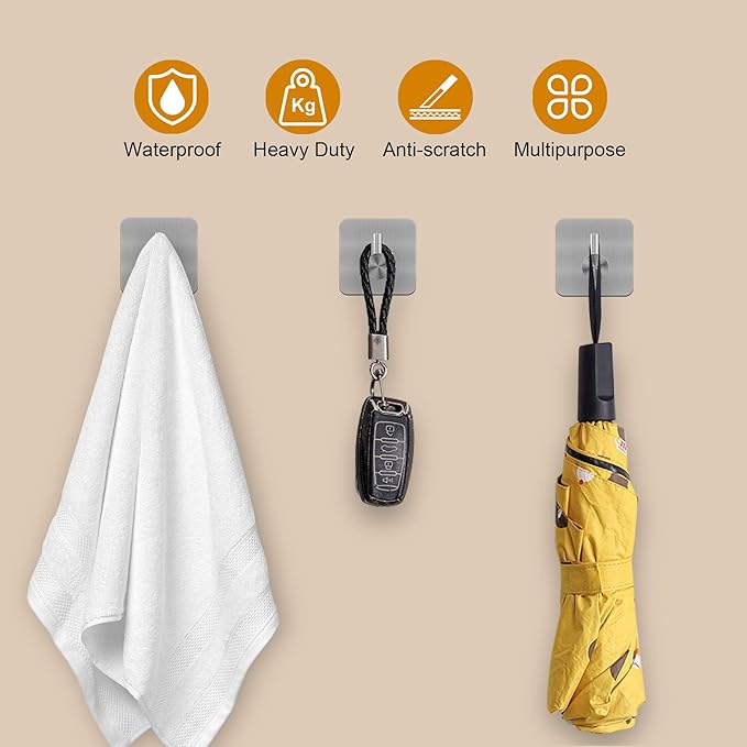 6 Pcs Adhesive Wall Hooks for Hanging - Image 3