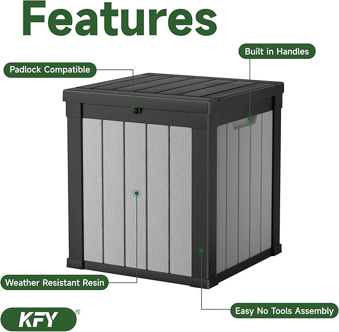 50 gallon deck box,All-weather resin material outdoorstorage box easy to install and portable,Suitable for indoor and outdoor scenes (black and white) - Image 3