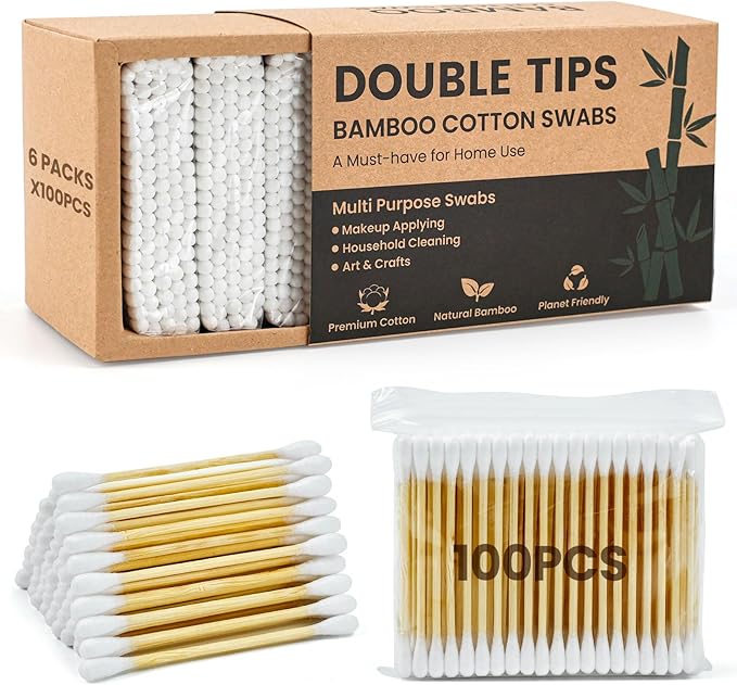 GOLD HONEY Bamboo Cotton Swabs 600 Count by GOLDHONEY