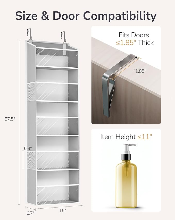 ULG Clear Over The Door Organizer 5-Tier Hanging Storage - Image 2