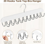 Bra Hanger for Closet, Tank Top Hanger 20 Hooks Capacity Foldable Wood Space - Image 4