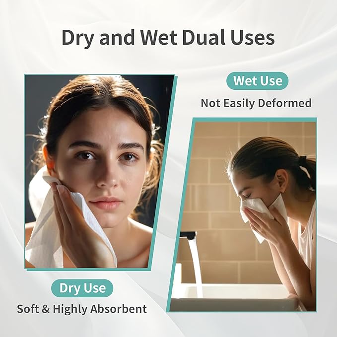 100% Pure Cotton Disposable Face Towel, Soft & Skin Friendly Face Towelettes - Image 4
