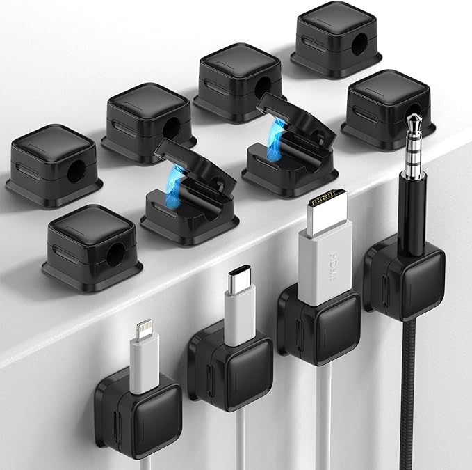 12 Pack Magnetic Cord Organizer Holder, Strong Adhesive Desk Cable Management by Costop