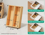 Bamboo Kitchen Drawer Organizer Boxes – 9" x 3" Stackable Wood Silverware - Image 2