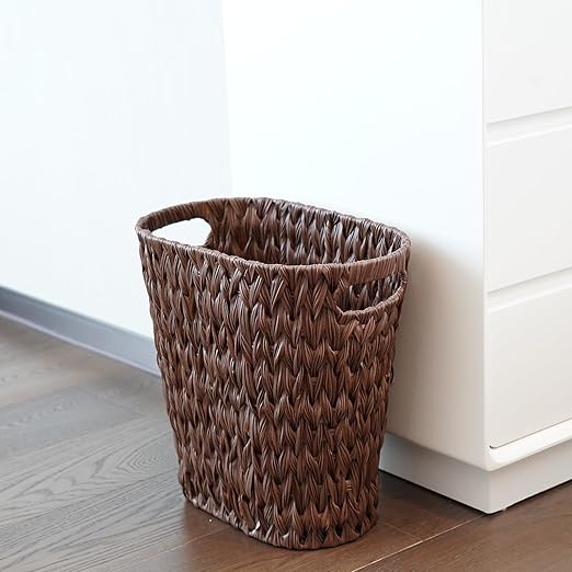 PINXIURY Wicker Trash Can, Watse Basket, Woven Bathroom Trash Can - Image 6