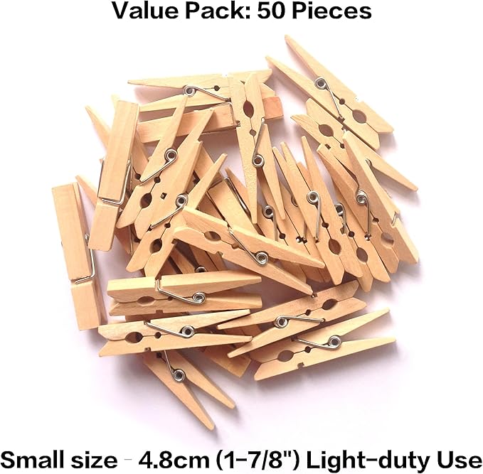 LWR CRAFTS Wooden Small Clothespins 1-7/8" 4.8cm 50 Pieces Per Pack - Image 3