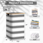BALEINE Laundry Hamper with Lid, Tall Laundry Baskets with Bamboo Pull Handles - Image 4