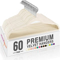 HOUSE DAY Ivory Velvet Hangers 60 Pack, Non Slip Clothes Felt Hanger Heavy Duty by HOUSEDAY