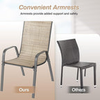 TLSUNNY Patio Chairs, Stackable Textilene Outdoor Dining Furniture for All Weather, with 17.7″ Wide Seat & Metal Frame, for Garden, Backyard, Deck, Restaurant, Poolside (8, Brown, 26.4″) - Image 8