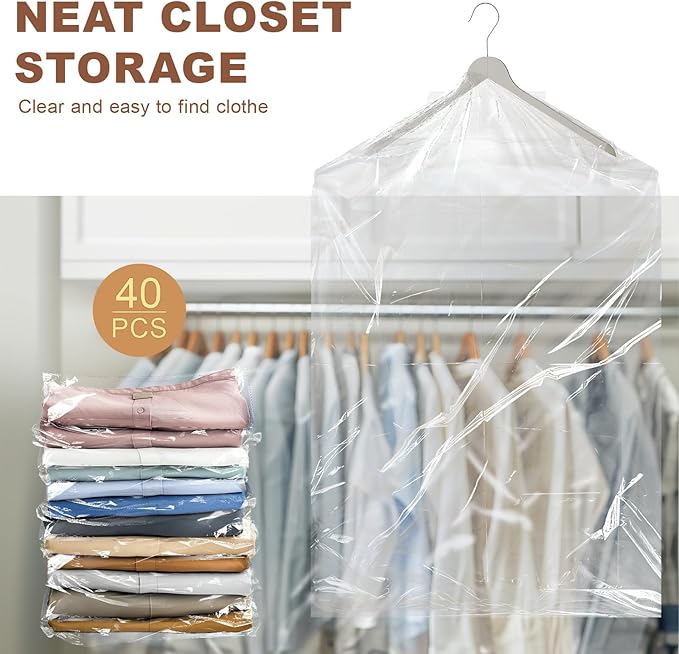 40 Pack Clear Garment Bags for Clothes - Image 5