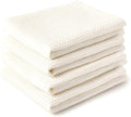 Encasa XO Kitchen Dish Towels Set | Solid Off White | Waffle Weave and Flat by EncasaXO