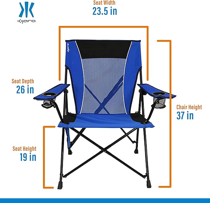 Kijaro Dual Lock Folding Camp Chairs - Versatile for Sports, Outdoors & Lawns - Locks Positions - Maldives Blue - Image 3