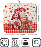 Love Gnome Dish Drying Mat 16"x18" Red Heart Microfiber Dish Drainer Rack Mat - Image 2