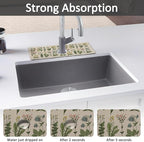 2PCS 15" X 5.5" Kitchen Sink Splash Guard Faucet Mat Floral Super Absorbent - Image 3