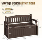 80-Gallon Outdoor Storage Bench, Waterproof Deck Box with Lockable Lid & Armrests for Patio, Garden, Pool, Brown - Image 3