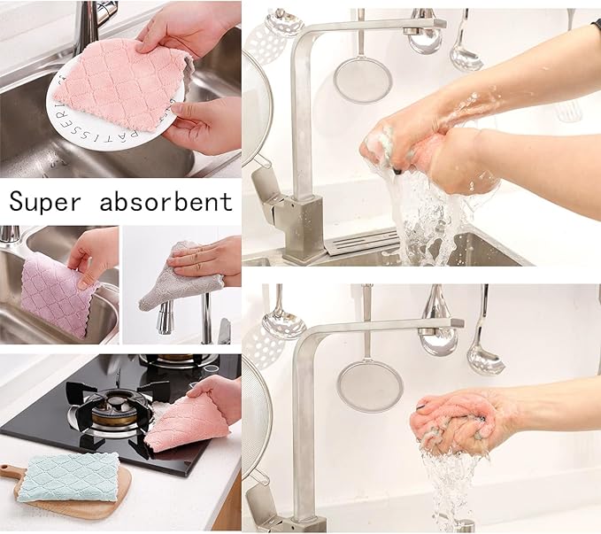 24 Pack Cleaning Cloth Kitchen Cloth, Dish Towels Super Absorbent Coral Velvet - Image 6