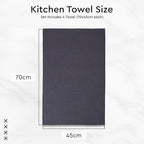 Encasa XO Kitchen Dish Towels Set | Grey | Waffle Weave and Flat Hand Tea Towel - Image 6