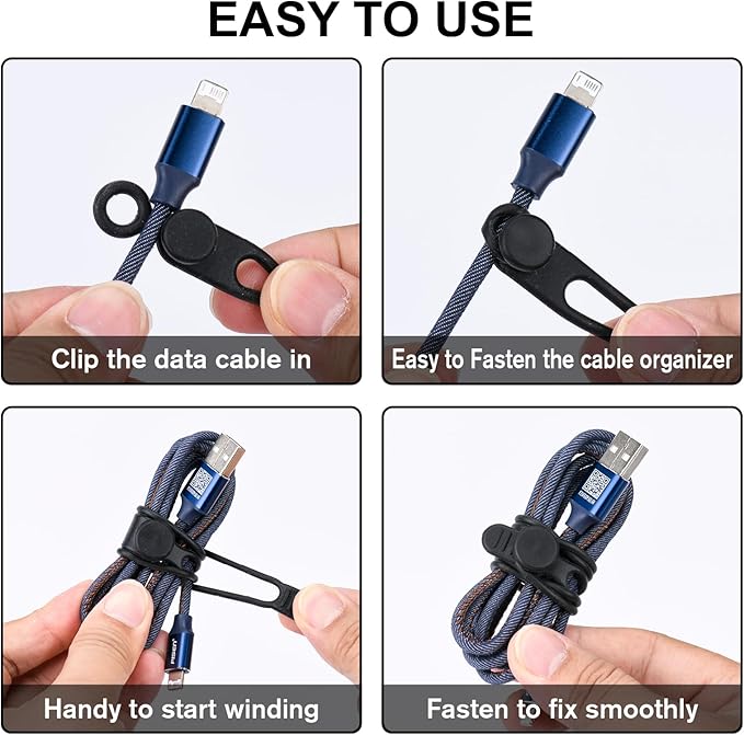 32Pcs Silicone Cable Ties, Data Cable Organizer Silicone Cable Straps Cord Ties - Image 4