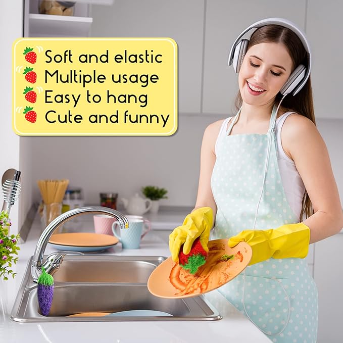 Vesici 10 Pieces Fruit Dish Scrubber Non Scratch Cleaning Sponge Double Layered - Image 4