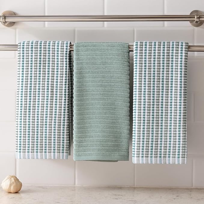 Serafina Home Sage Green Kitchen Dish Towels- Set of 3 100% Cotton Soft - Image 6