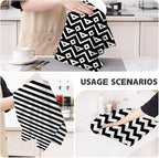 White Black Kitchen Towels Decorative Set of 4, Soft Absorbent Abstract Modern - Image 7