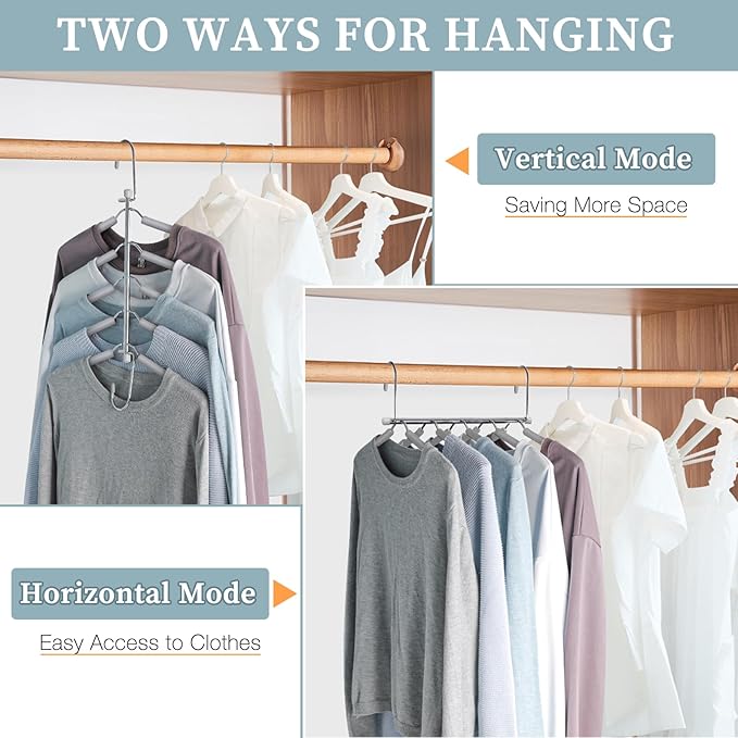 Clothes Hangers Space Saving Shirt Organizer, Non Slip Multi Shirt Hangers - Image 3