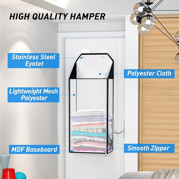 MaxGear Hanging Laundry Hamper, Over the Door Hamper - Image 3