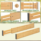 Bamboo Drawer Organizers 4 Pack, 17-22" Adjustable Spring Loaded Dividers - Image 3