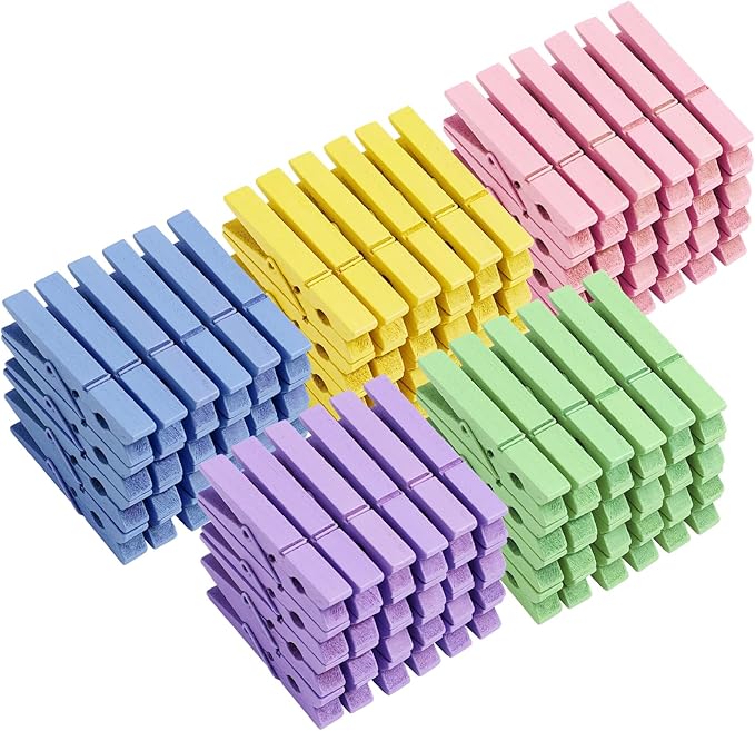 Weysat 120 Pcs Easter Colored Clothes Pins 2.9" Wooden Easter Clothesline Clips by Weysat