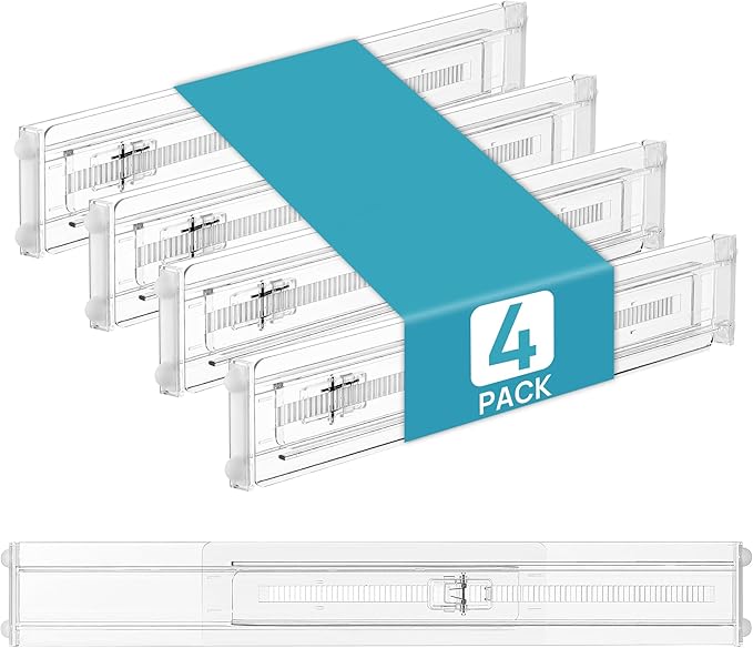 Vtopmart 4 Pack Shallow Drawer Dividers, 2.36" High 12.5"-20.8" Adjustable by Vtopmart